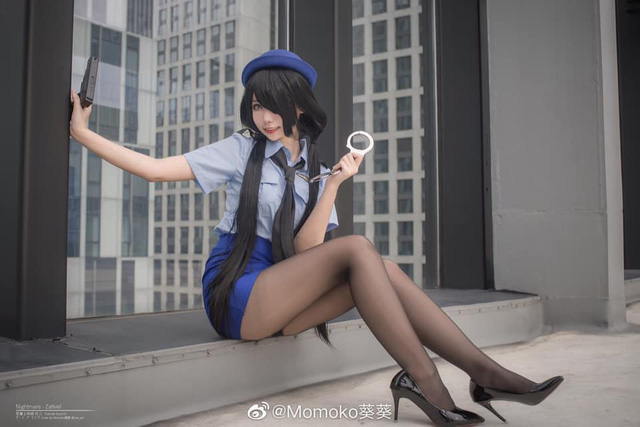 coser@Momoko葵葵在《约会大作战》化身“女警版”时崎狂三-ACGAI艺图